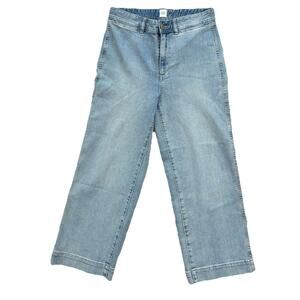 GAP High Rise Wide Leg Crop Light Wash Trouser Denim Jeans 28/6